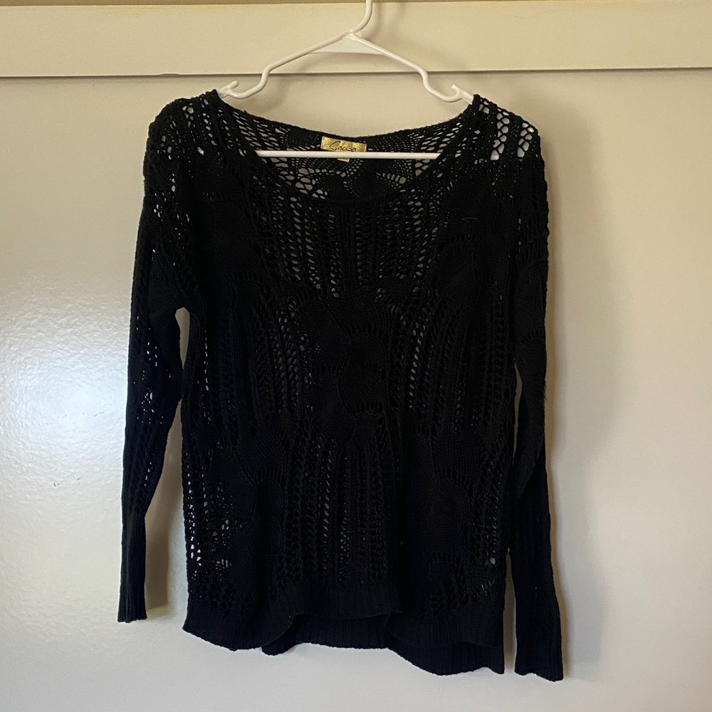 Cecico Black Open-Weave Knit Top